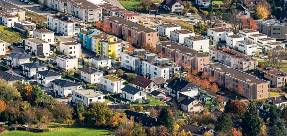 Lahr/Schwarzwald from above - Single-family residential area of settlement Stadtteil Burkheim in Lahr/Schwarzwald in the state Baden-Wurttemberg, Germany