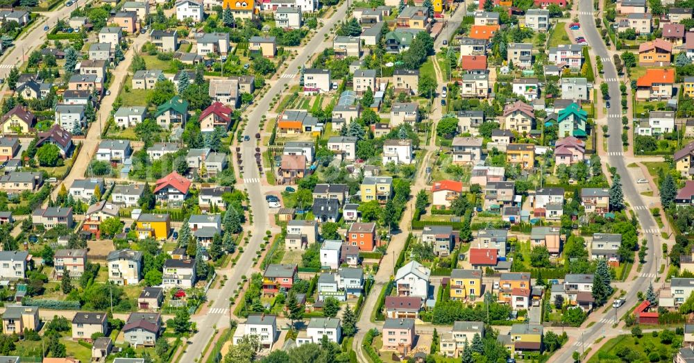 Starogard Gdanski from above - Single-family residential area of settlement in Starogard Gdanski in Pomorskie, Poland