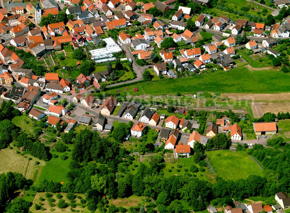 Aerial photograph Steinbach am Donnersberg - Single-family residential area of settlement in Steinbach am Donnersberg in the state Rhineland-Palatinate, Germany