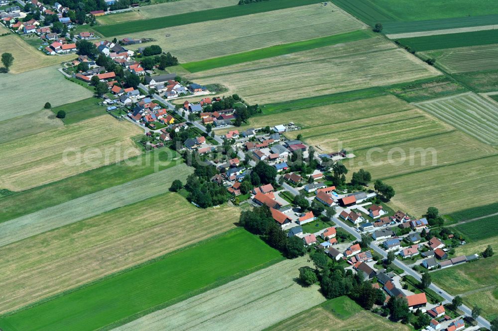 Karlshuld from above - Single-family residential area of settlement on Strasse Unterer Kanal in Karlshuld in the state Bavaria, Germany