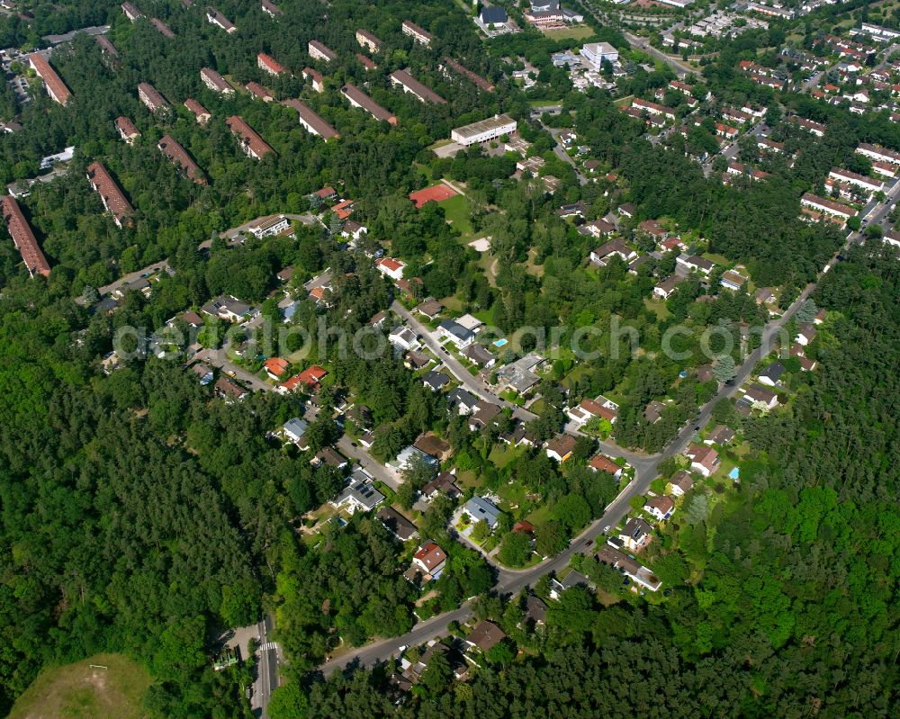 Aerial image Karlsruhe - Single-family residential area of settlement on Theodor-Heuss-Allee in the district Waldstadt in Karlsruhe in the state Baden-Wuerttemberg, Germany