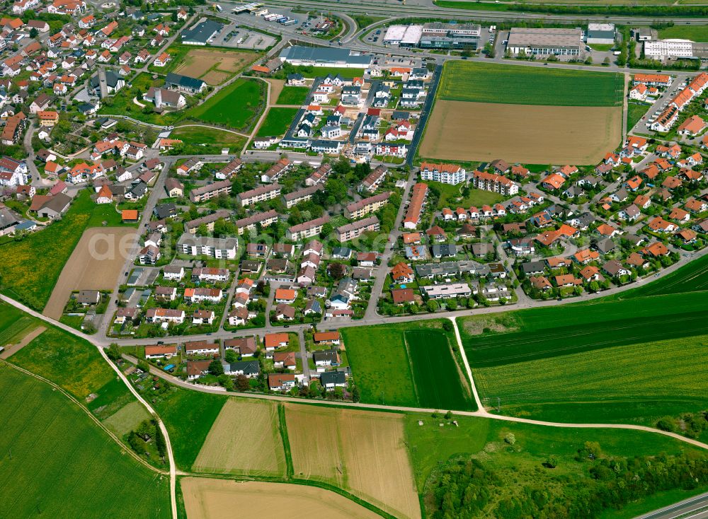 Tomerdingen from above - Single-family residential area of settlement in Tomerdingen in the state Baden-Wuerttemberg, Germany