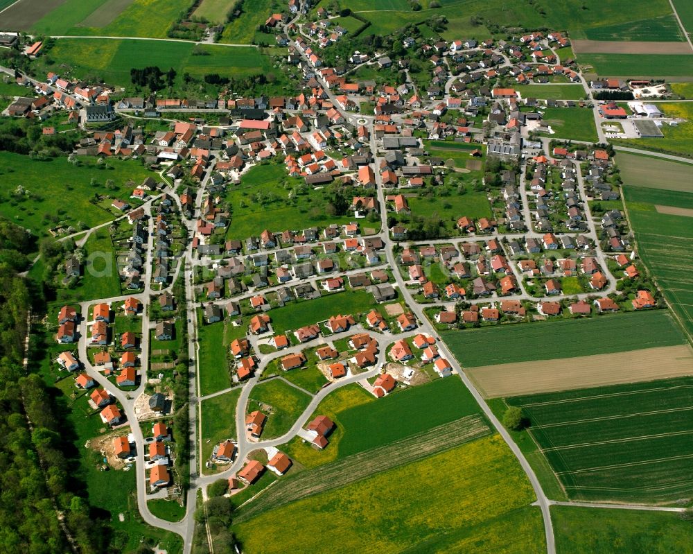 Aerial image Treffelhausen - Single-family residential area of settlement in Treffelhausen in the state Baden-Wuerttemberg, Germany