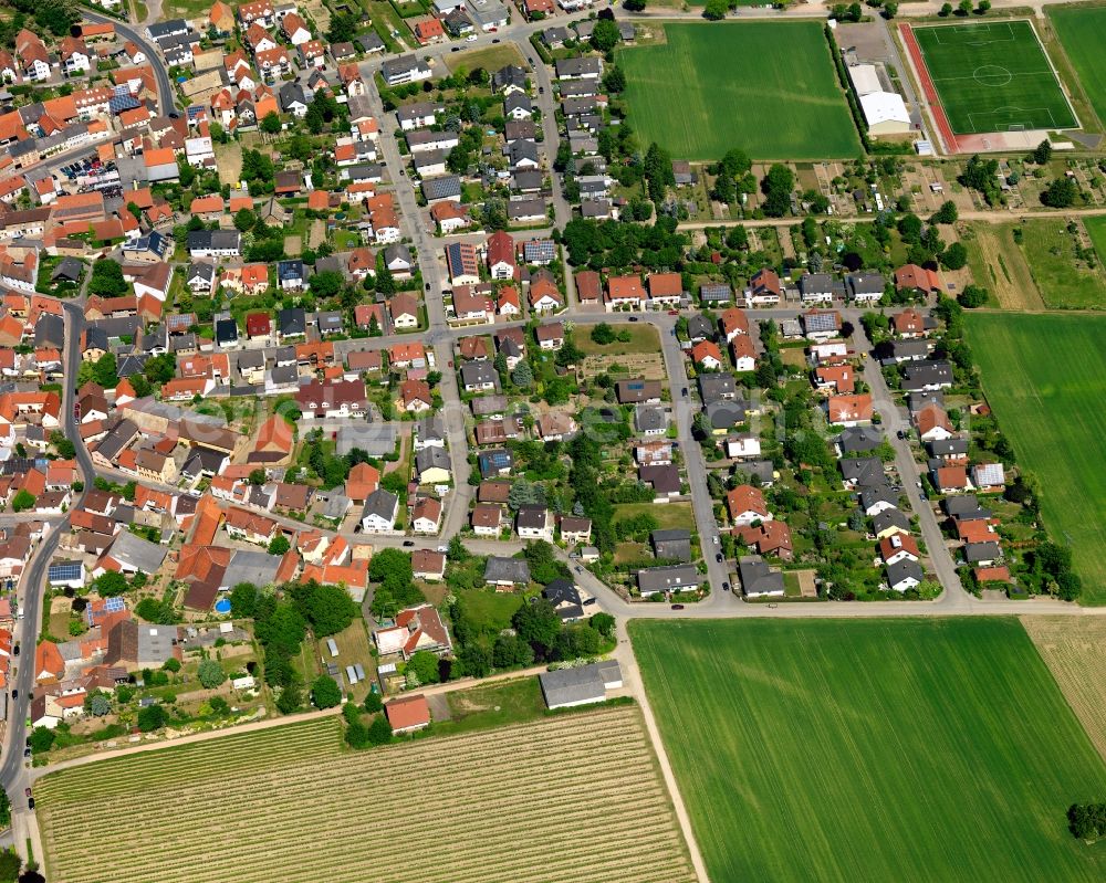 Udenheim from above - Single-family residential area of settlement in Udenheim in the state Rhineland-Palatinate