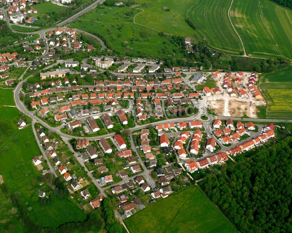 Uhingen from above - Single-family residential area of settlement in Uhingen in the state Baden-Wuerttemberg, Germany