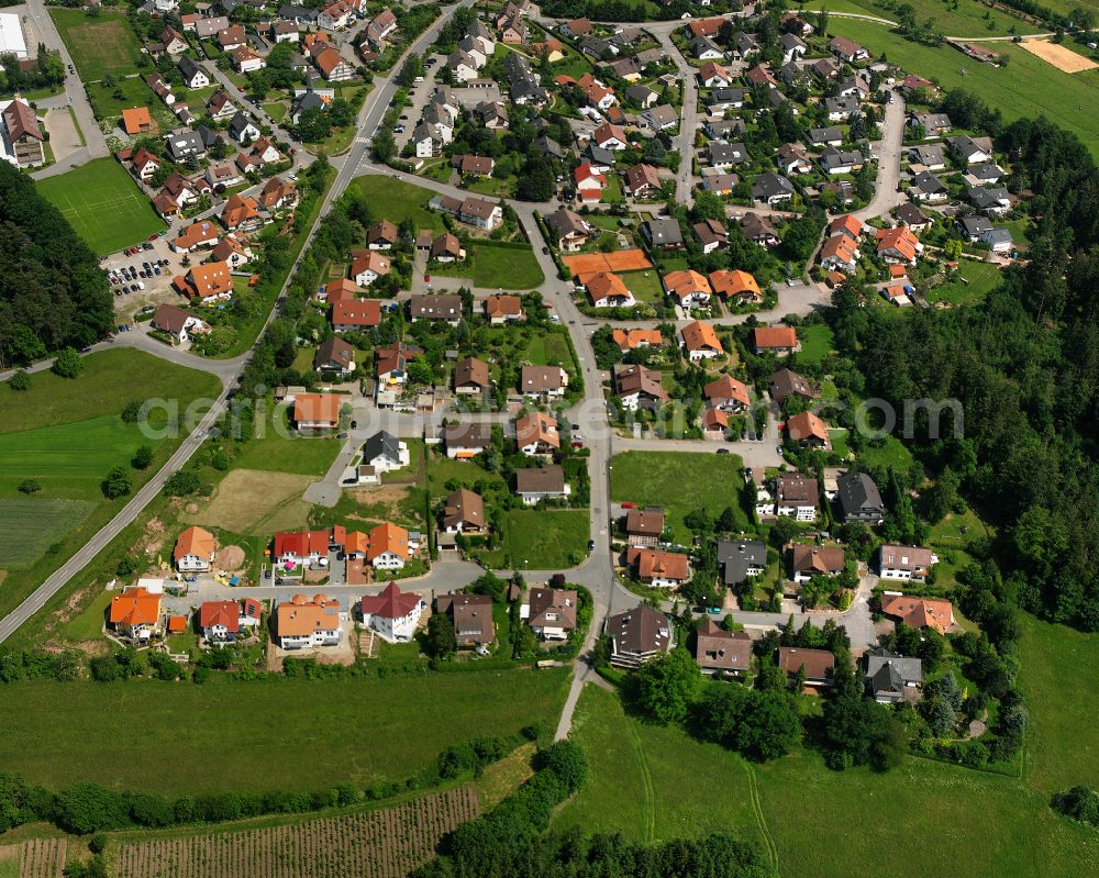 Aerial image Unterhaugstett - Single-family residential area of settlement in Unterhaugstett in the state Baden-Wuerttemberg, Germany