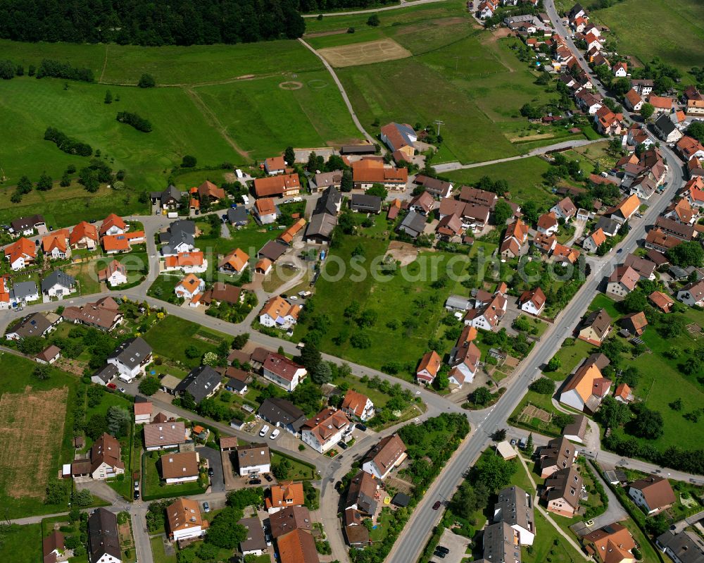 Unterhaugstett from above - Single-family residential area of settlement in Unterhaugstett in the state Baden-Wuerttemberg, Germany