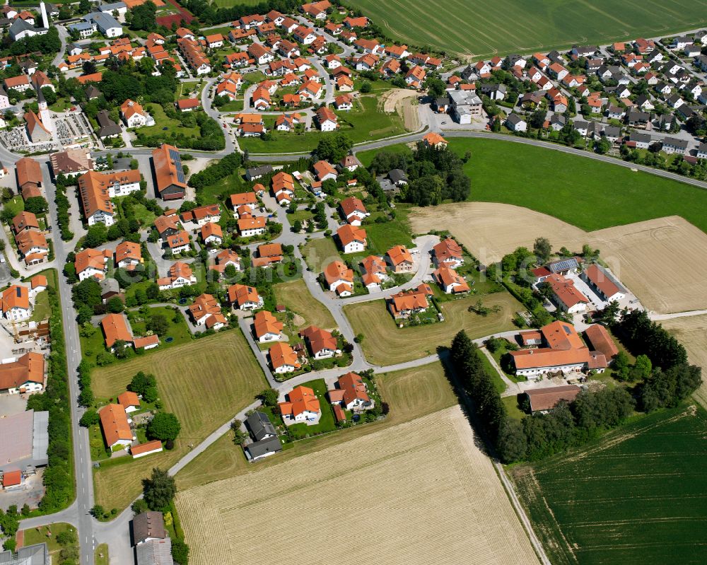 Aerial image Unterneukirchen - Single-family residential area of settlement in Unterneukirchen in the state Bavaria, Germany