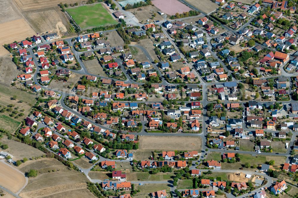 Urspringen from above - Single-family residential area of settlement in Urspringen in the state Bavaria, Germany