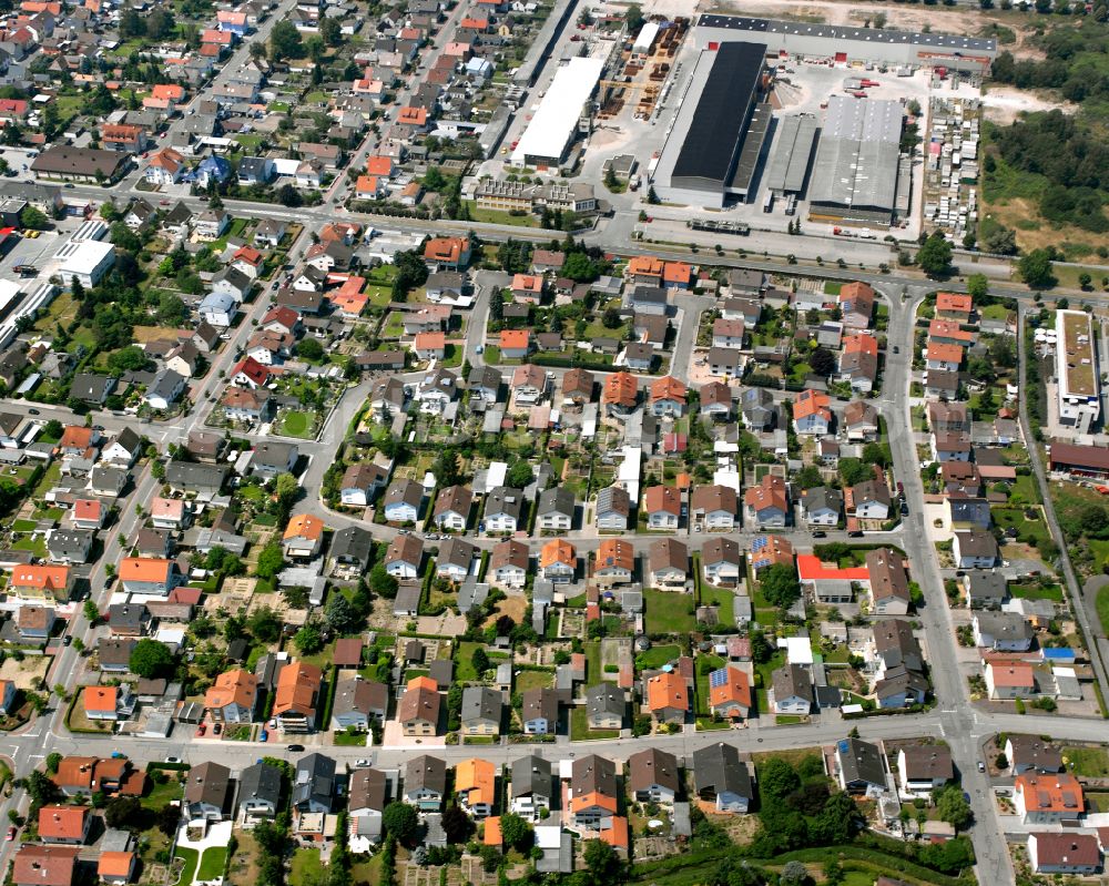 Waghäusel from above - Single-family residential area of settlement on street Hockenheimer Strasse in the district Kirrlach in Waghaeusel in the state Baden-Wuerttemberg, Germany