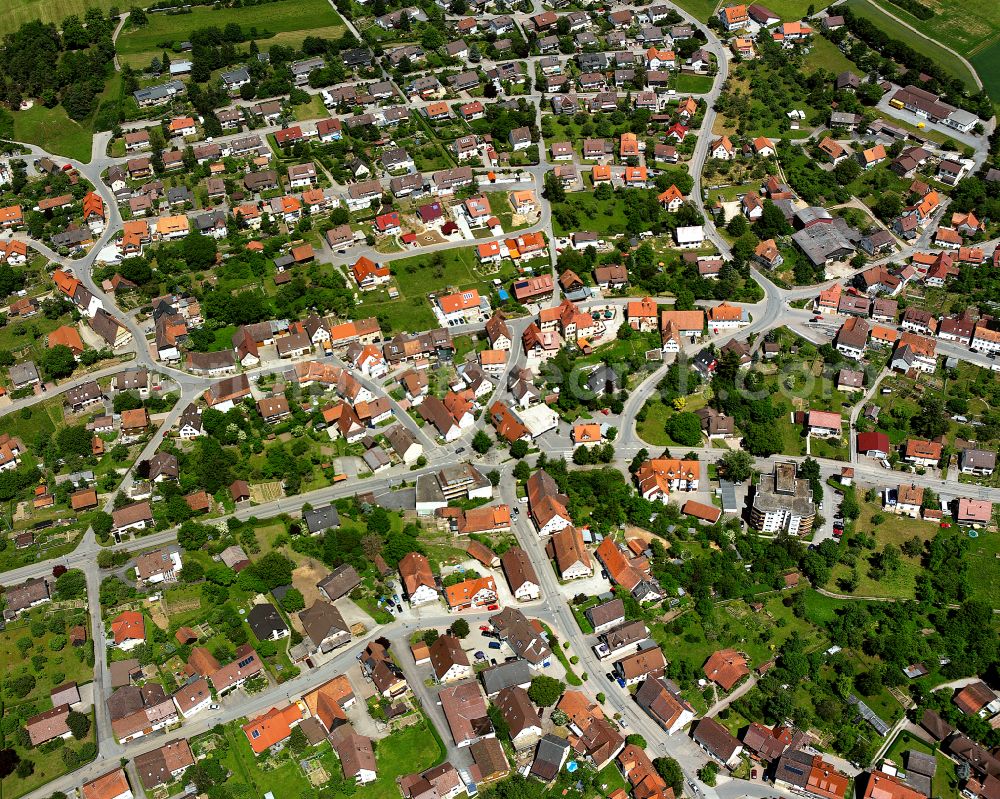Walddorf from above - Single-family residential area of settlement in Walddorf in the state Baden-Wuerttemberg, Germany