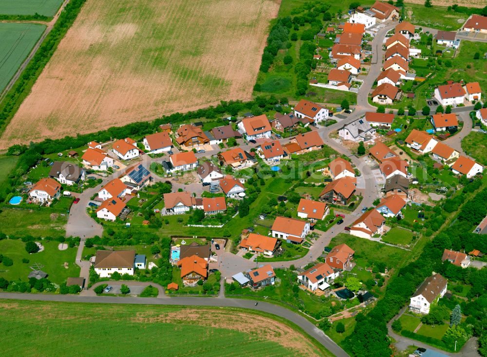 Weierhof from above - Single-family residential area of settlement in Weierhof in the state Rhineland-Palatinate, Germany