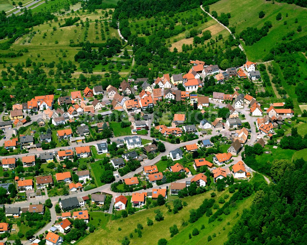 Weiler from above - Single-family residential area of settlement in Weiler in the state Baden-Wuerttemberg, Germany