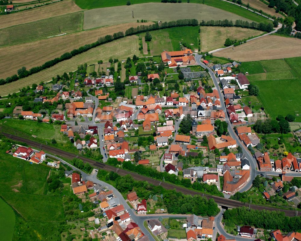 Westhausen from the bird's eye view: Single-family residential area of settlement in Westhausen in the state Thuringia, Germany