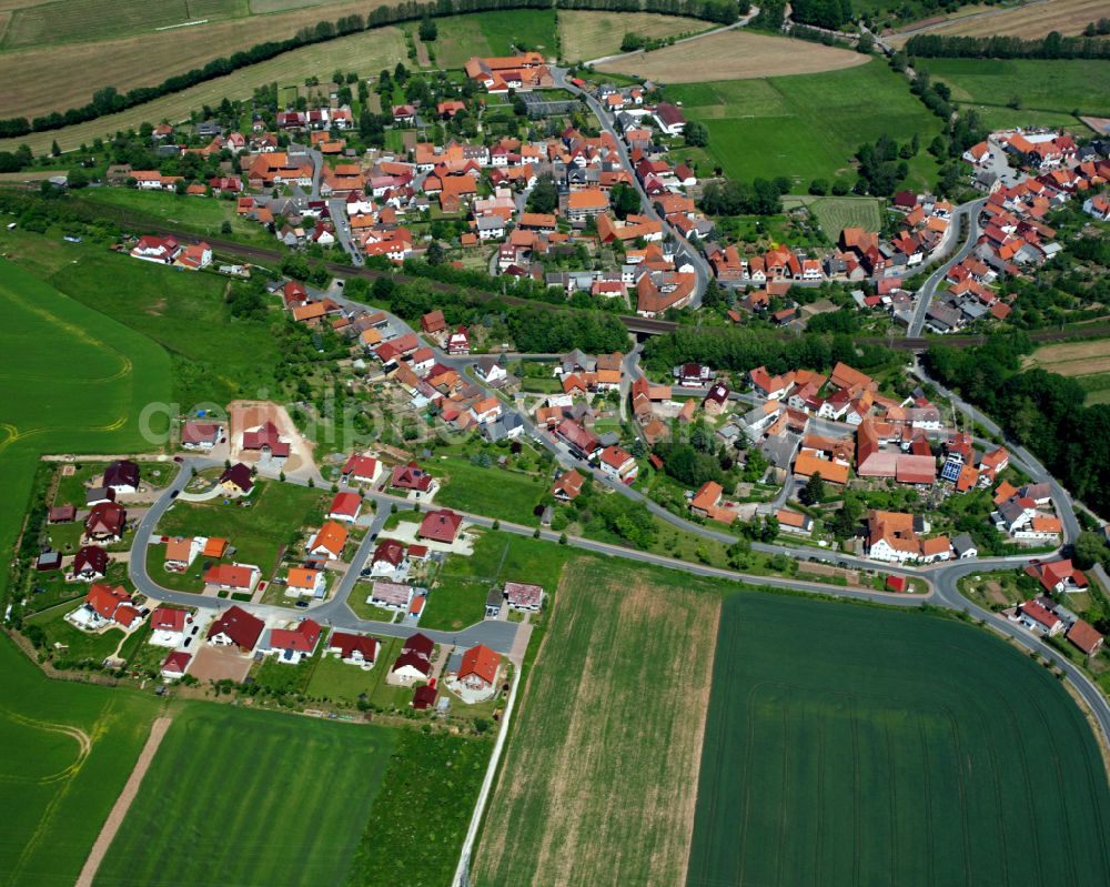 Aerial image Westhausen - Single-family residential area of settlement in Westhausen in the state Thuringia, Germany