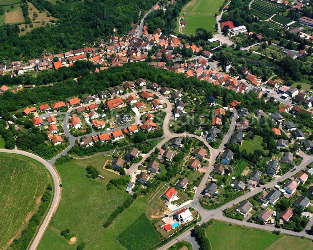 Widdern from the bird's eye view: Single-family residential area of settlement in Widdern in the state Baden-Wuerttemberg, Germany