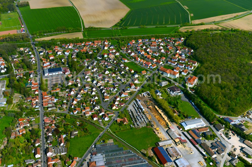 Wiesentheid from above - Single-family residential area of settlement in Wiesentheid in the state Bavaria, Germany