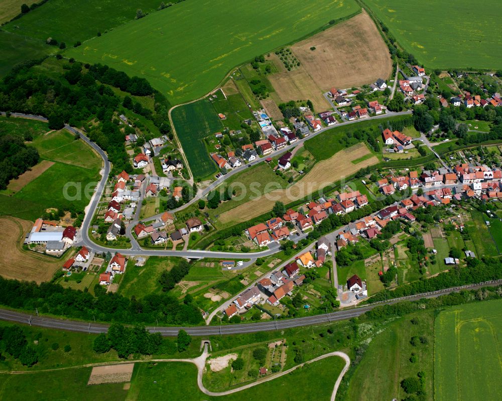 Wingerode from above - Single-family residential area of settlement in Wingerode in the state Thuringia, Germany