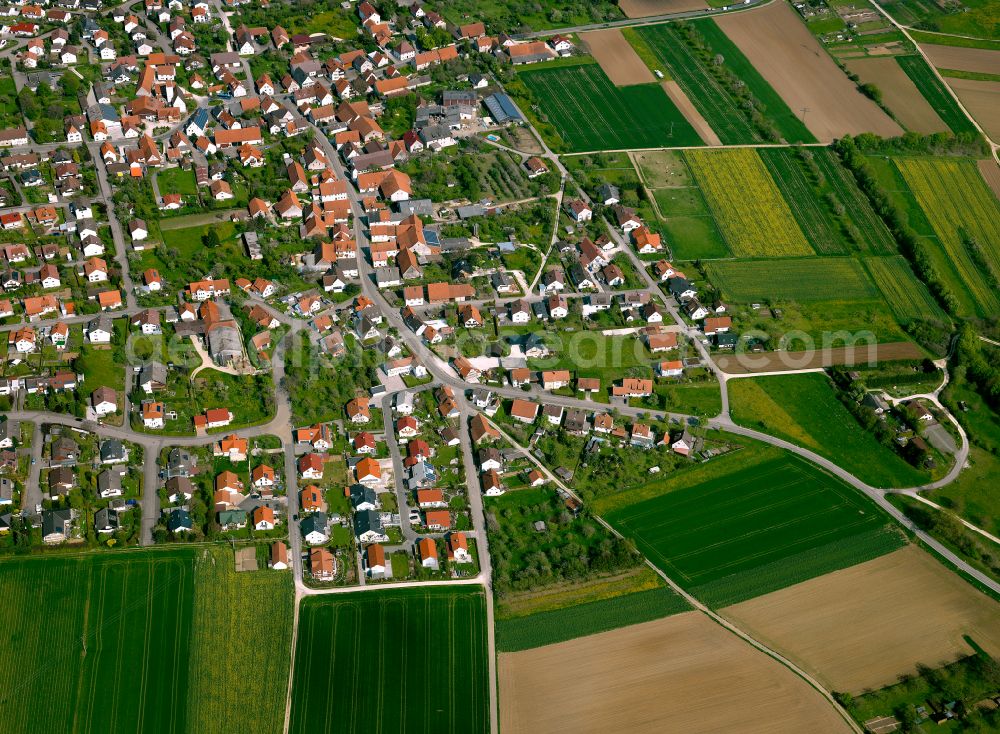 Wippingen from above - Single-family residential area of settlement in Wippingen in the state Baden-Wuerttemberg, Germany