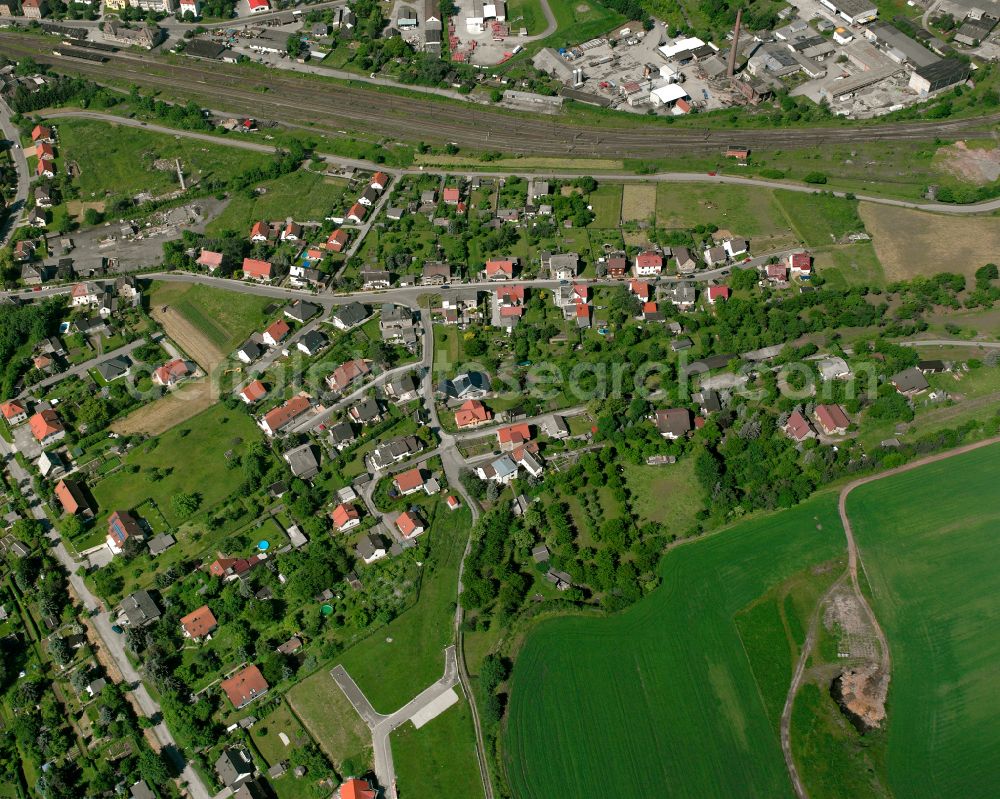 Aerial image Wünschendorf/Elster - Single-family residential area of settlement in Wünschendorf/Elster in the state Thuringia, Germany