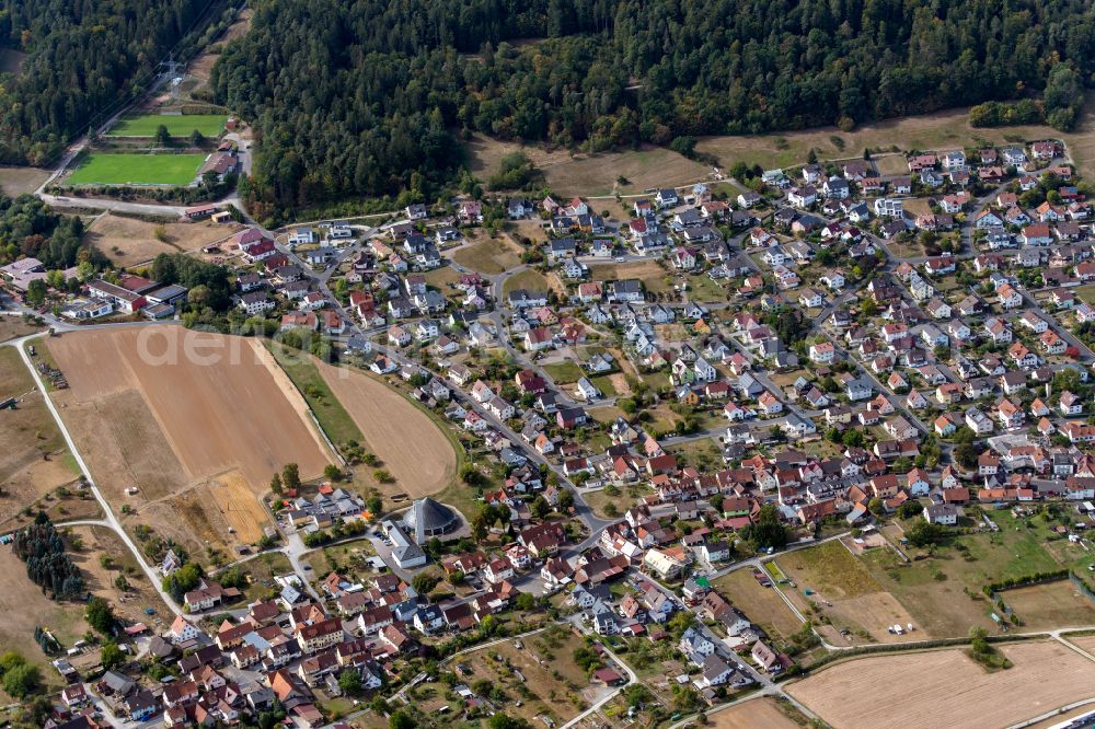 Aerial photograph Wombach - Single-family residential area of settlement in Wombach in the state Bavaria, Germany