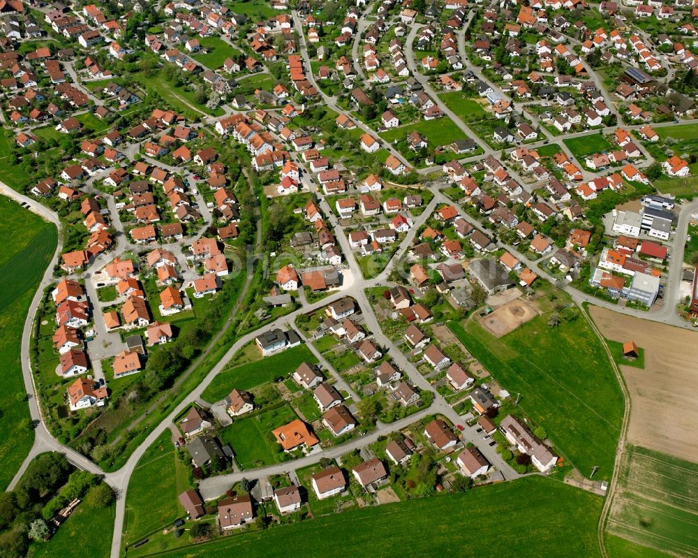 Aerial image Wäschenbeuren - Single-family residential area of settlement in Wäschenbeuren in the state Baden-Wuerttemberg, Germany