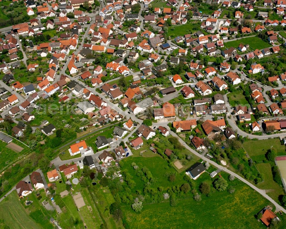 Wäschenbeuren from above - Single-family residential area of settlement in Wäschenbeuren in the state Baden-Wuerttemberg, Germany