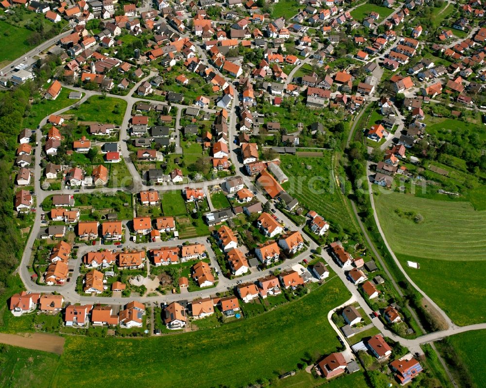 Wäschenbeuren from the bird's eye view: Single-family residential area of settlement in Wäschenbeuren in the state Baden-Wuerttemberg, Germany