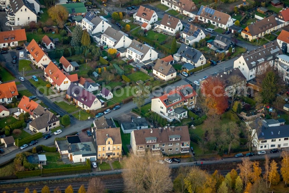 Aerial photograph Witten - Single-family residential area of settlement Ziegelstrasse Dirschauer Strasse- in Witten in the state North Rhine-Westphalia, Germany