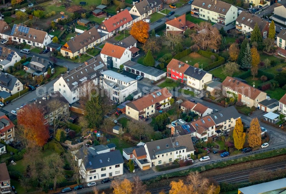 Witten from above - Single-family residential area of settlement Ziegelstrasse Dirschauer Strasse- in Witten in the state North Rhine-Westphalia, Germany