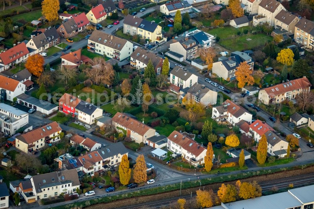 Witten from the bird's eye view: Single-family residential area of settlement Ziegelstrasse Dirschauer Strasse- in Witten in the state North Rhine-Westphalia, Germany