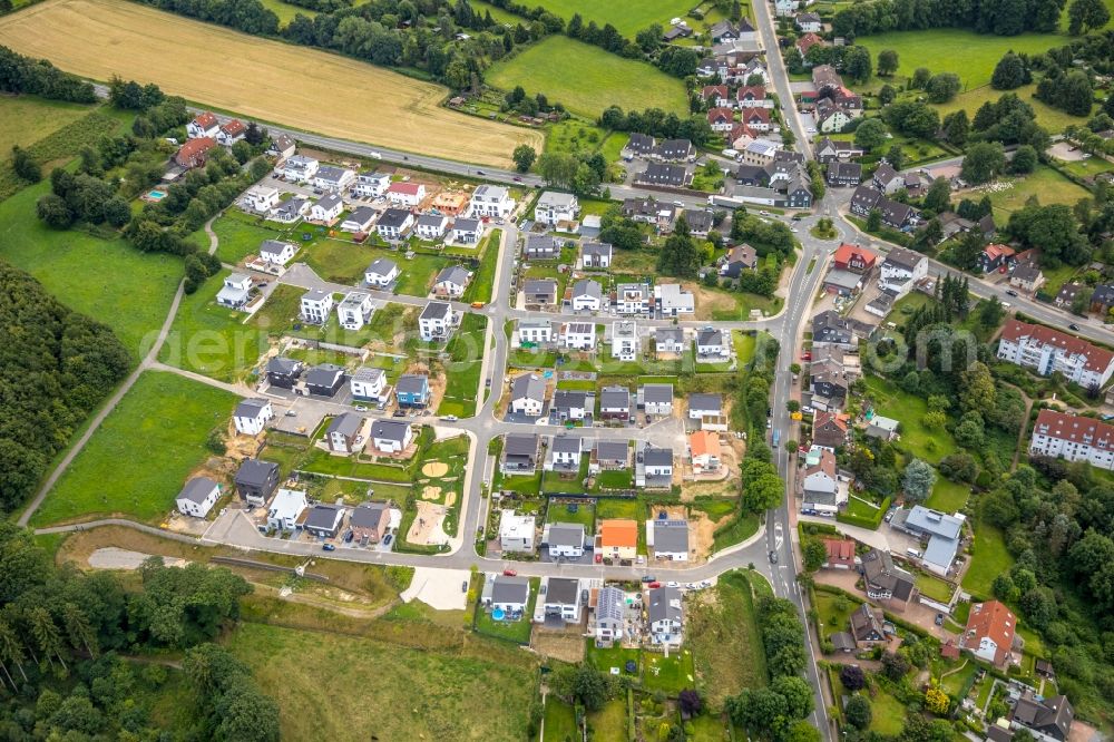 Aerial photograph Schwelm - Residential area of detached housings between Frankfurter Strasse and Winterberger Strasse in Schwelm in the state of North Rhine-Westphalia