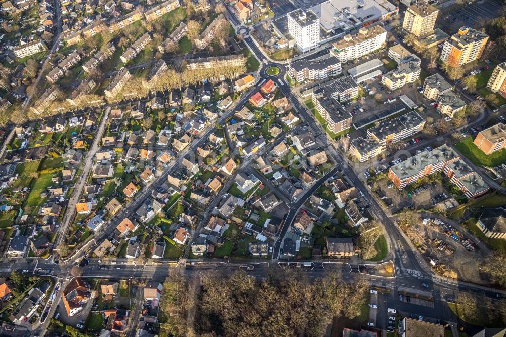 Aerial image Hamm - Single-family residential area of settlement between Friedrich-Ebert-Strasse and Katharinenstrasse along the Hammer Strasse in the district Bockum-Hoevel in Hamm at Ruhrgebiet in the state North Rhine-Westphalia, Germany