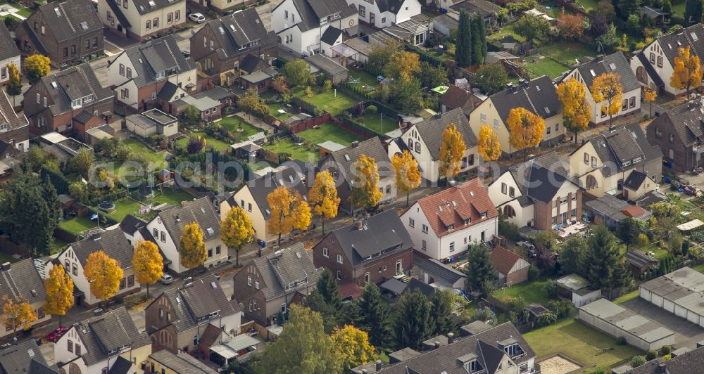 Gladbeck from above - Autumn view of a residential area around Emscherstraße in the district Brauck in Gladbeck in the federal state North Rhine-Westphalia