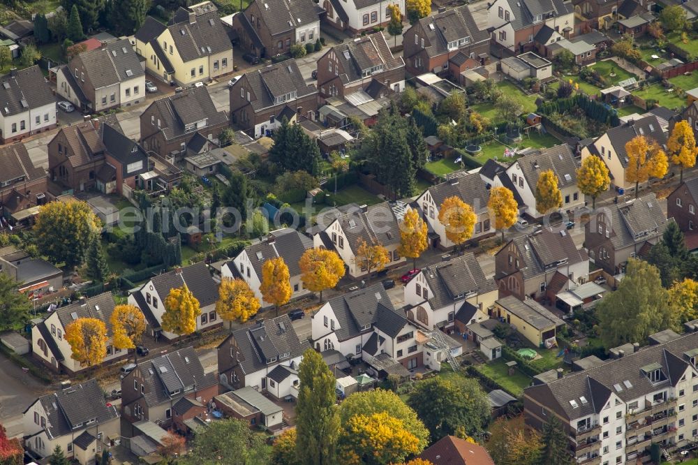 Gladbeck from the bird's eye view: Autumn view of a residential area around Emscherstraße in the district Brauck in Gladbeck in the federal state North Rhine-Westphalia