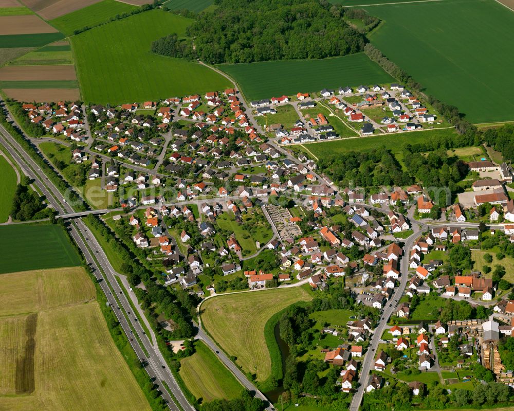 Aerial image Achstetten - Residential areas on the edge of agricultural land in Achstetten in the state Baden-Wuerttemberg, Germany