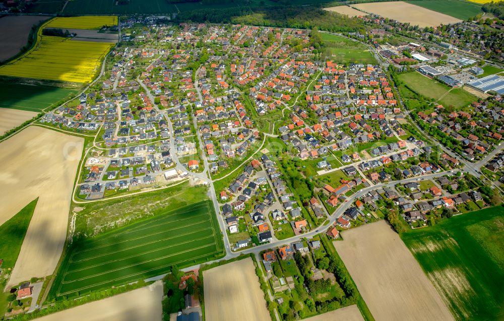 Drensteinfurt from above - Residential areas on the edge of agricultural land in Drensteinfurt in the state North Rhine-Westphalia, Germany