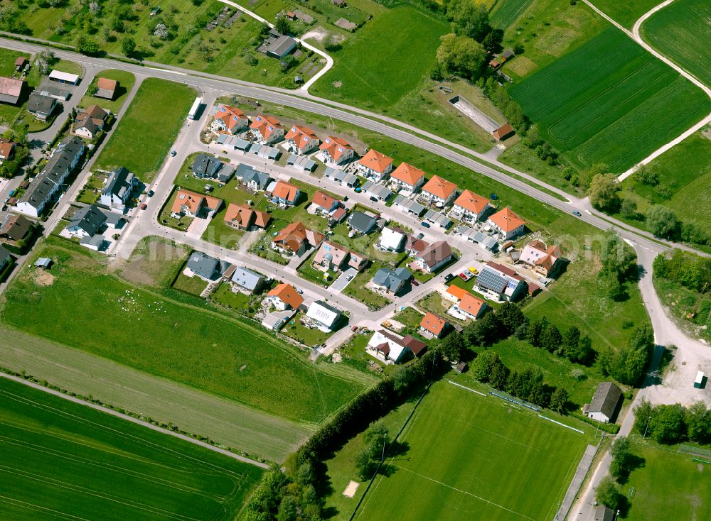 Aerial image Erbach - Residential areas on the edge of agricultural land in Erbach in the state Baden-Wuerttemberg, Germany