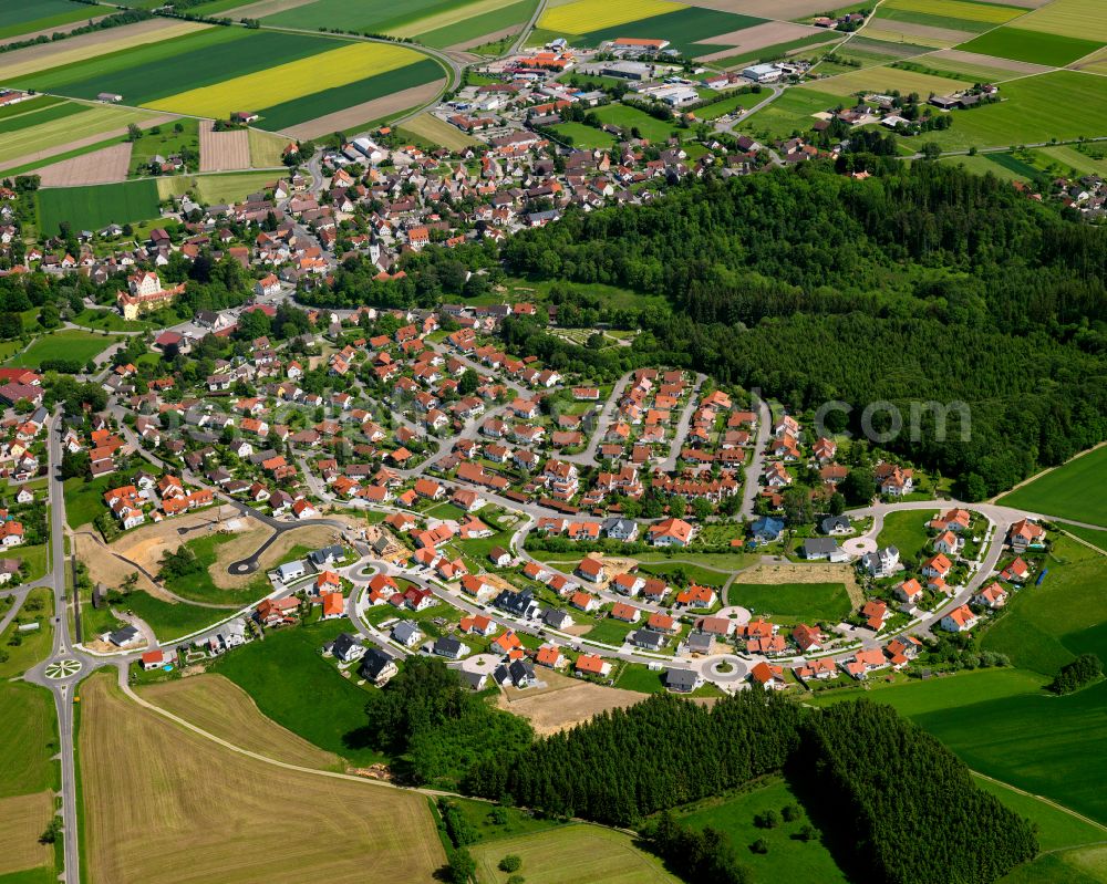 Aerial image Erolzheim - Residential areas on the edge of agricultural land in Erolzheim in the state Baden-Wuerttemberg, Germany