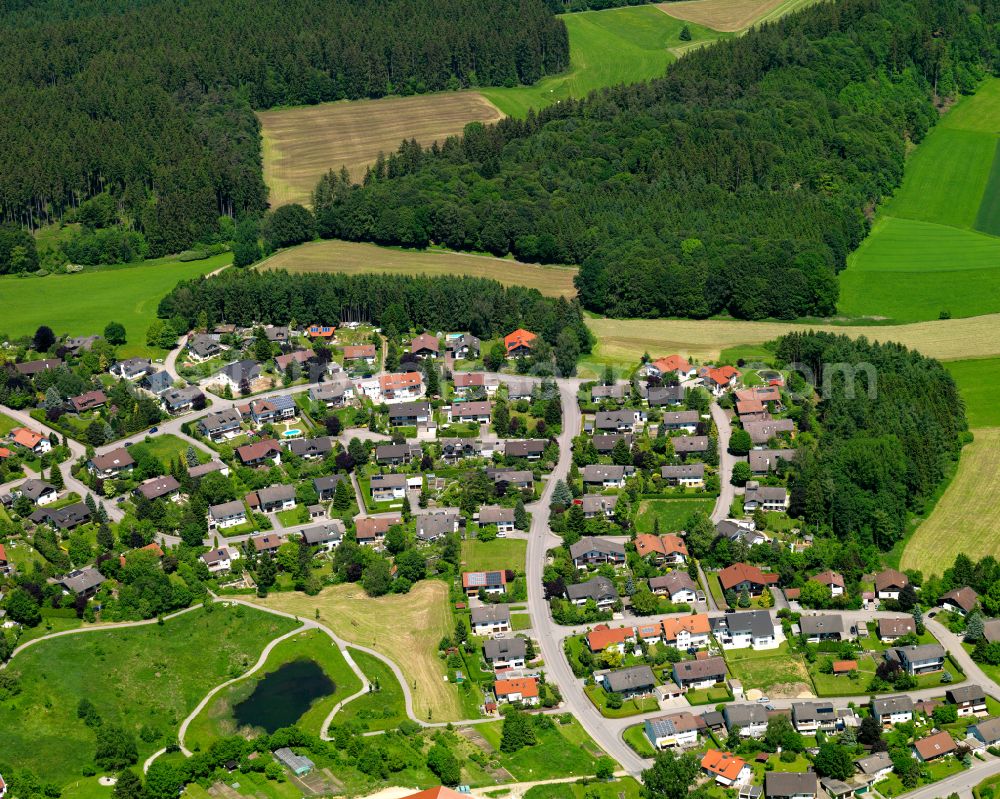 Aerial image Erolzheim - Residential areas on the edge of agricultural land in Erolzheim in the state Baden-Wuerttemberg, Germany