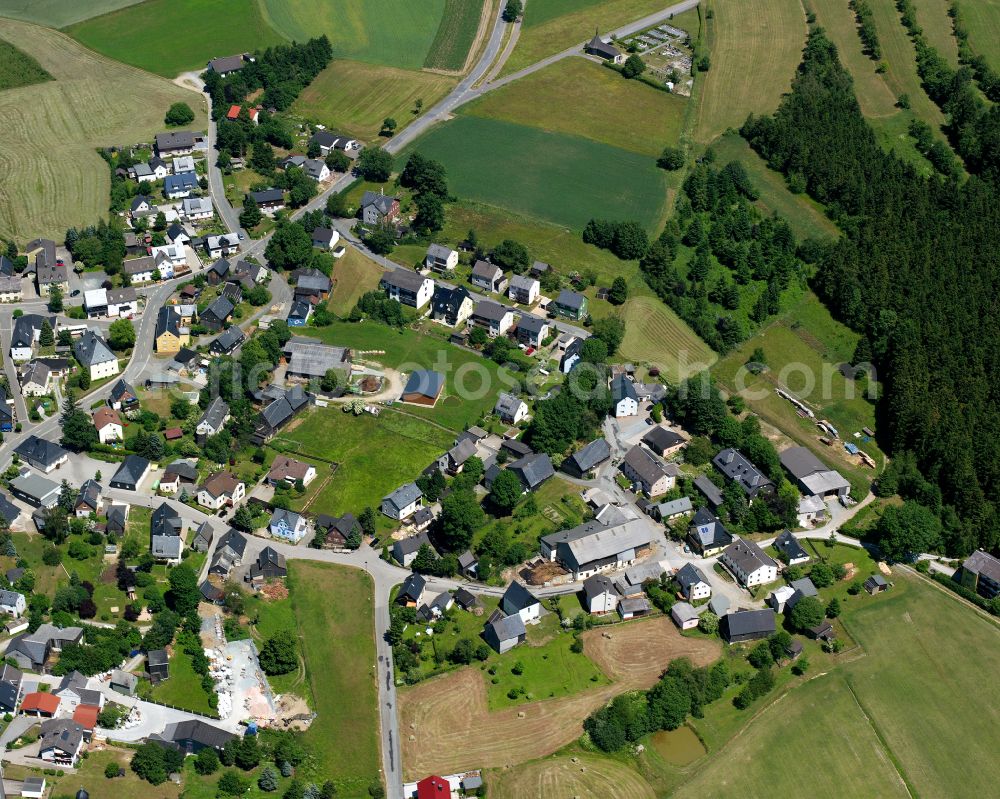 Langenbach from above - Residential areas on the edge of agricultural land in Langenbach in the state Bavaria, Germany