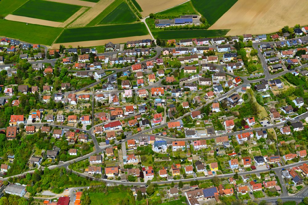 Marktbreit from the bird's eye view: Residential areas on the edge of agricultural land in Marktbreit in the state Bavaria, Germany