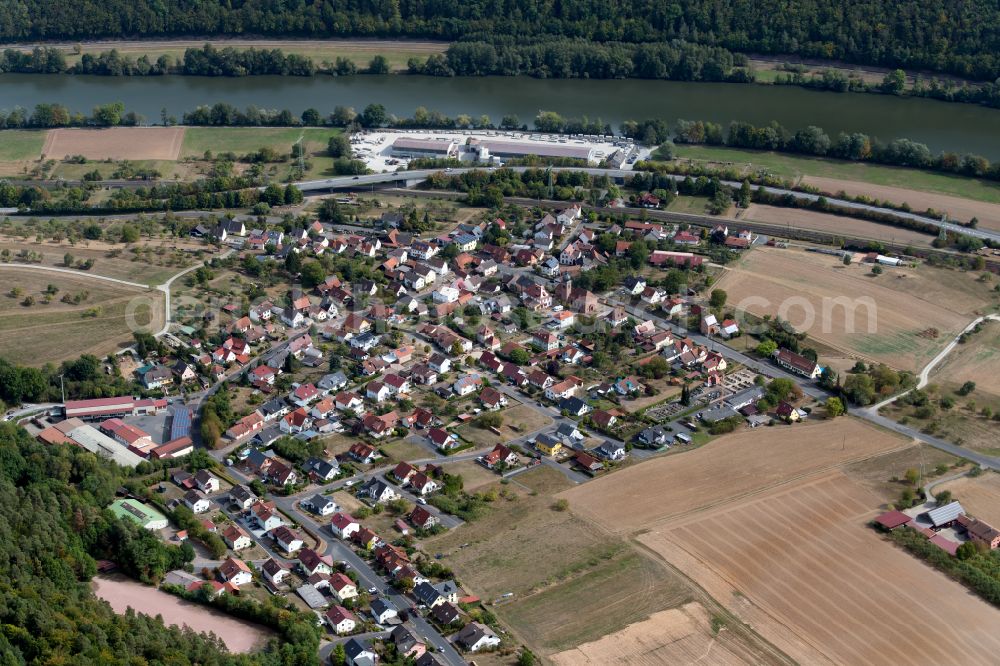 Neuendorf from above - Residential areas on the edge of agricultural land in Neuendorf in the state Bavaria, Germany