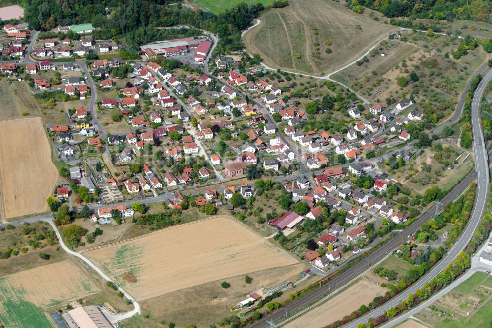 Aerial image Neuendorf - Residential areas on the edge of agricultural land in Neuendorf in the state Bavaria, Germany