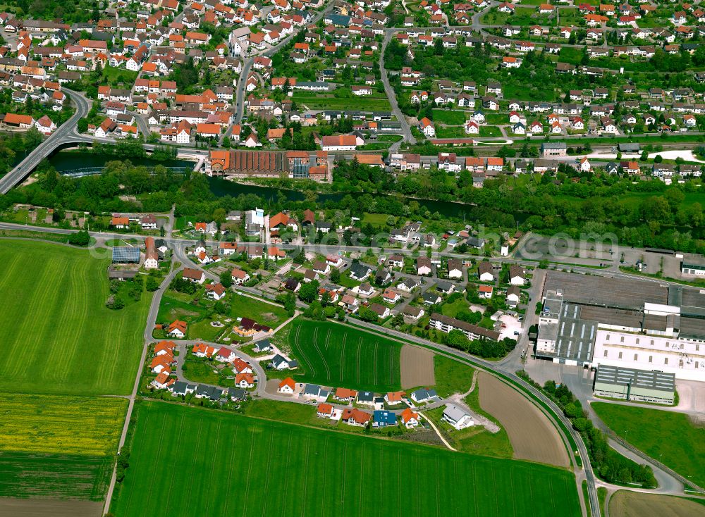 Aerial image Rottenacker - Residential areas on the edge of agricultural land in Rottenacker in the state Baden-Wuerttemberg, Germany