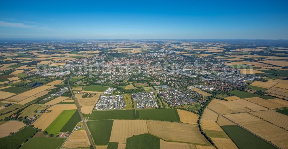 Aerial image Soest - Residential areas on the edge of agricultural land in Soest in the state North Rhine-Westphalia, Germany