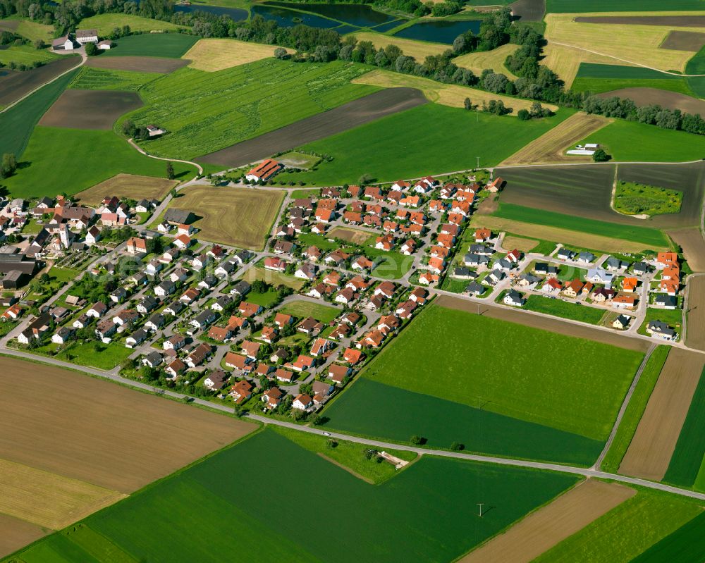 Stetten from above - Residential areas on the edge of agricultural land in Stetten in the state Baden-Wuerttemberg, Germany