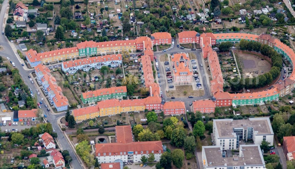 Gotha from above - Residential area Gartenstadtsiedlung a??Am schmalen Raina?? in Gotha in the state Thuringia, Germany