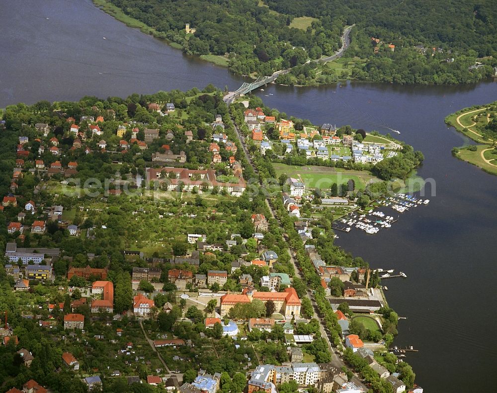 Potsdam from above - The residential area on the Glienicker horn in on the Glienicke Bridge in Potsdam