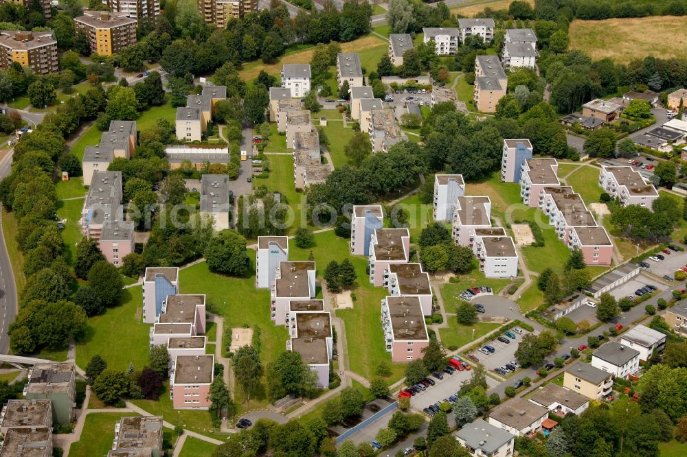 Aerial photograph Hagen - View of a residential area in Hagen in the state North Rhine-Westphalia